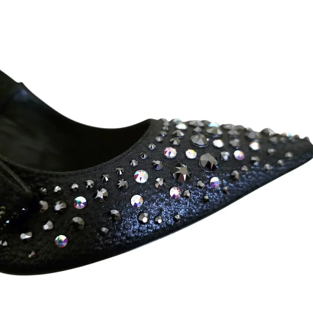 Christian Dior Slingback Black Leather Jadior High Heels Pointed Toe IT 38 8